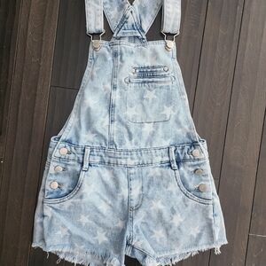 Tractr Light Blue Star Print Kids Overalls